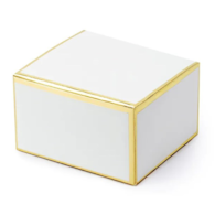 Pudełko na ciasteczka/drobiazgi  Złoty Brzeg; białe, 6x3,5x5,5cm  op.10 szt. **