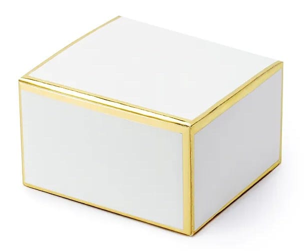 Pudełko na ciasteczka/drobiazgi  Złoty Brzeg; białe, 6x3,5x5,5cm  op.10 szt. **