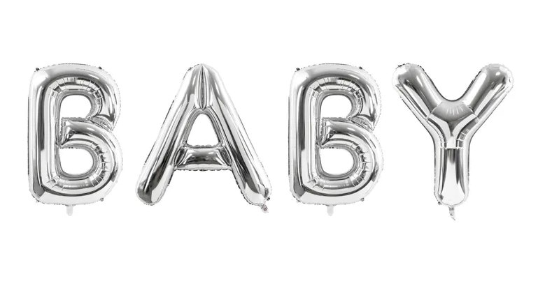 Balon foliowy  Baby; 262x86cm - srebrny