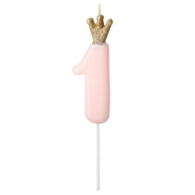 Świeczka cyferka - różowa  1 