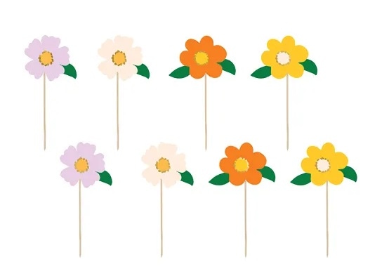 Topper na tort;  Kwiaty - 13cm  op.8 szt.