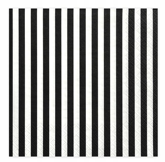 Serwetki 33x33cm  skł. 3-warst.  op.20 szt. paski biało-czarne