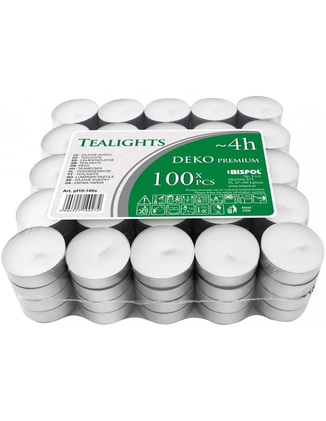 Świeczki - podgrzewacz  op.100 szt. Aura  PF10 Deko Premium 4h