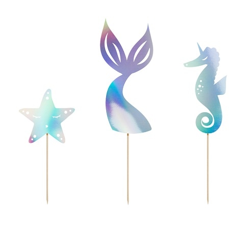 Topper na tort;  Syrenka - 24,5cm  op.3 szt.