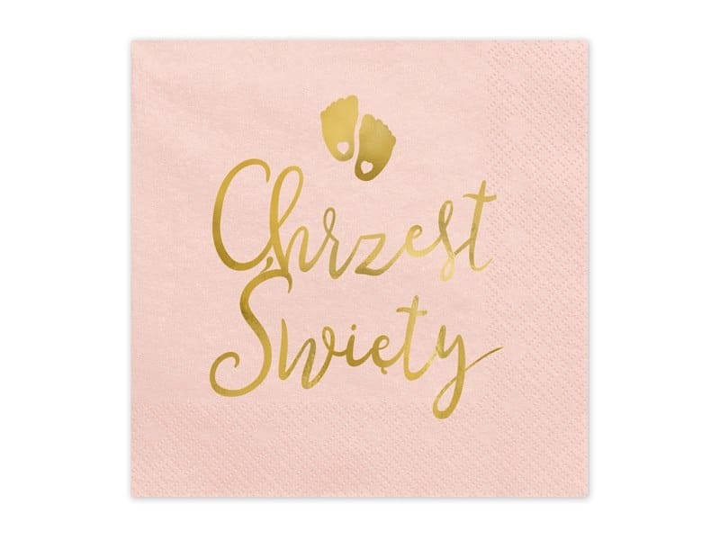 Serwetki - Chrzest święty  33x33cm  op.12 szt.  jasno różowe