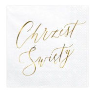 Serwetki - Chrzest święty  33x33cm  op.20 szt.  białe, złoty napis