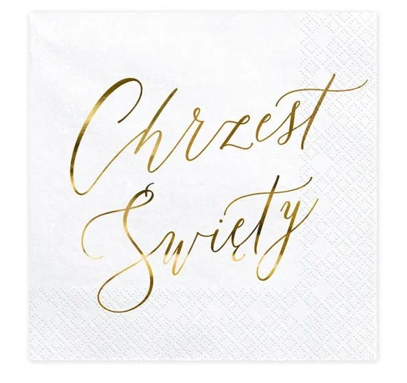 Serwetki - Chrzest święty  33x33cm  op.20 szt.  białe, złoty napis