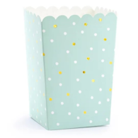 Pudełko na popcorn; kropki 7x7x12,5cm, miętowy  op.6 szt. **