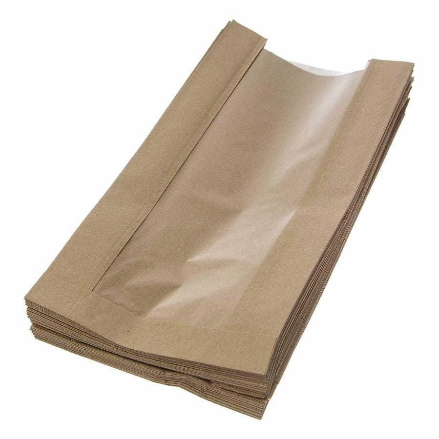 Torby fałdowe szare 17,5x6x41,5cm  op.1000 szt.  z oknem **