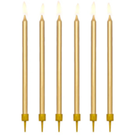 Świeczki urodzinowe; złote, gładkie 12,5cm  op.12 szt.
