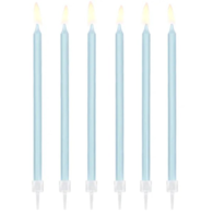 Świeczki urodzinowe; jasno niebieskie, gładkie 14cm  op.12 szt.