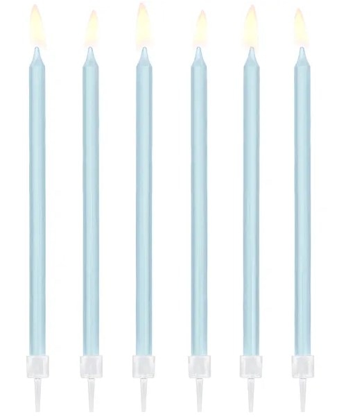 Świeczki urodzinowe; jasno niebieskie, gładkie 14cm  op.12 szt.