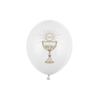 Balon 30cm  op.6 szt. Komunia święta IHS, Pastel Pure White