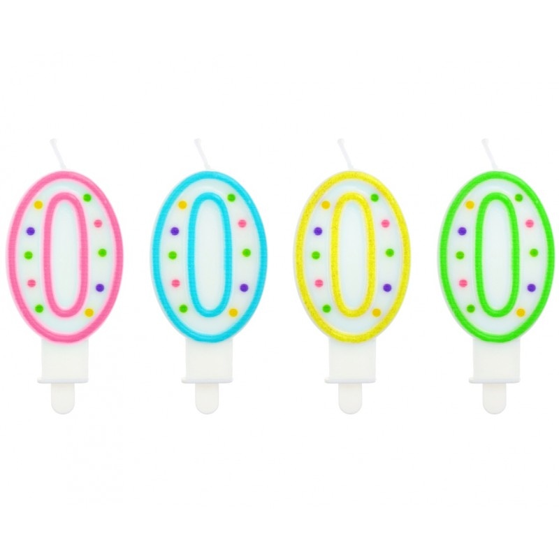 Świeczki cyfry - z kropeczkami  0 