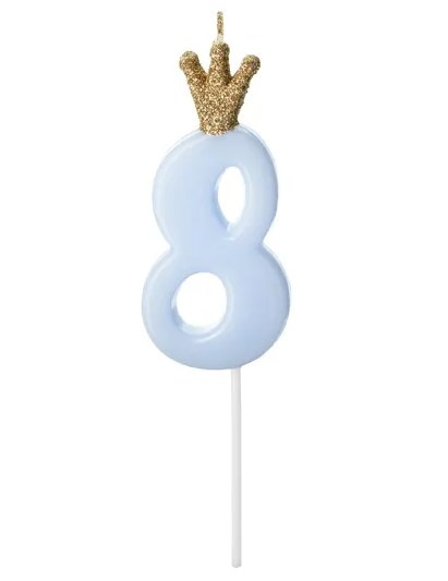 Świeczka cyferka - błękitna  8 