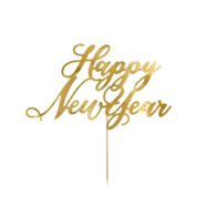 Topper na tort;  Happy New Year - złoty, 24cm **