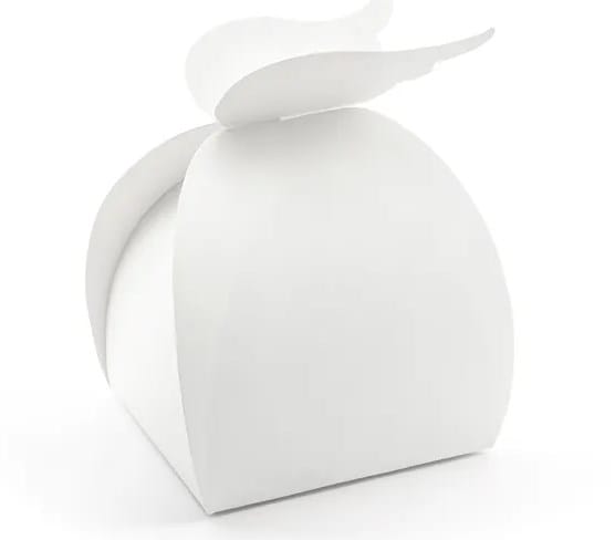 Pudełko na ciasteczka/drobiazgi  Skrzydła; białe, 8,5x14,5x8,5cm   op.10 szt. **