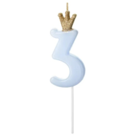 Świeczka cyferka - błękitna  3 
