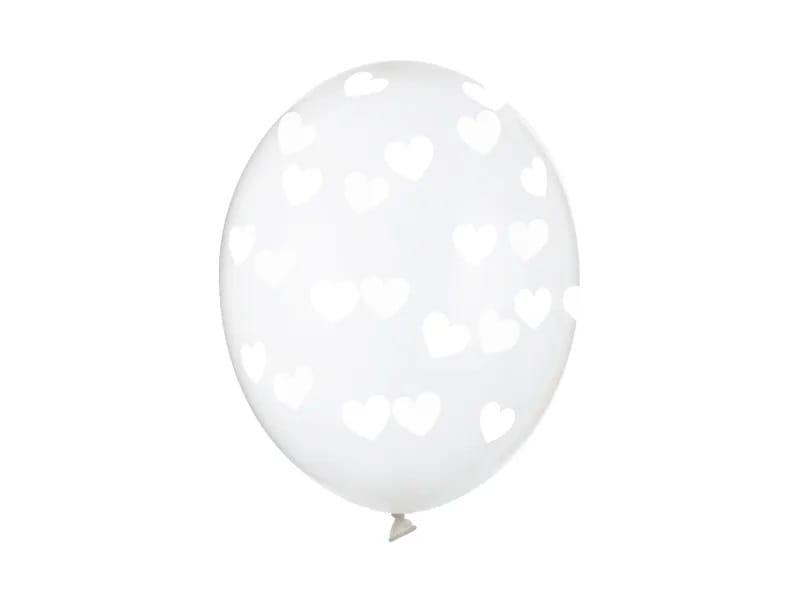 Balon 30cm  op.50 szt. Serduszka, Crystal Clear