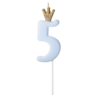 Świeczka cyferka - błękitna  5 