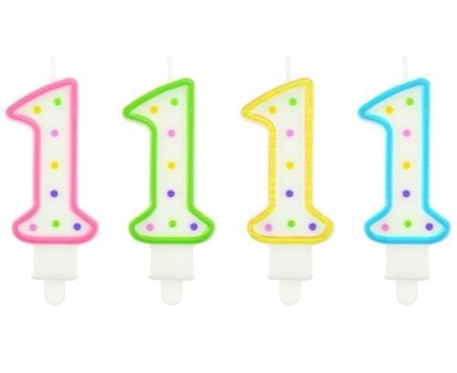 Świeczki cyfry - z kropeczkami  1 
