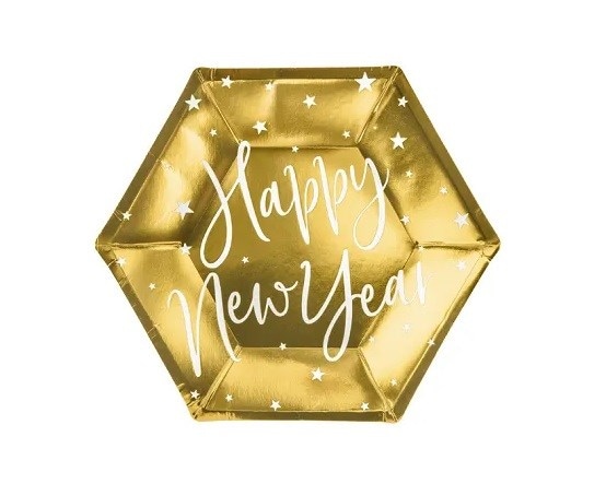 Talerz papier.20cm  op.6 szt. Happy New Year **