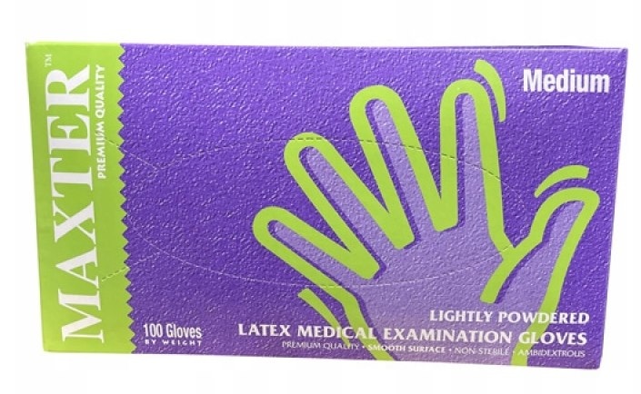 RĘKAWICE LATEX  M   op.100 szt. puder